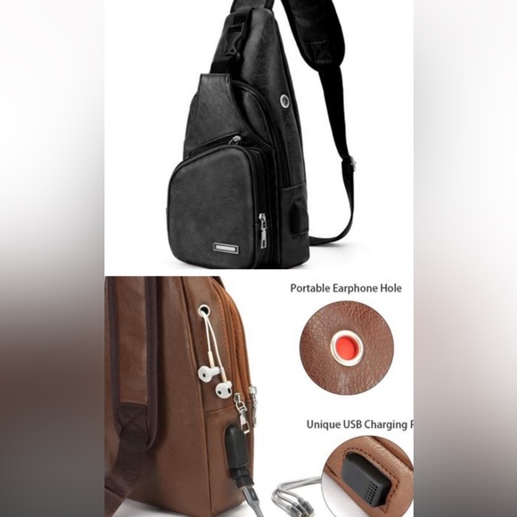 LEATHER🐝🐝USB CHARGING SPORT CROSSBODY - Picture 2 of 15